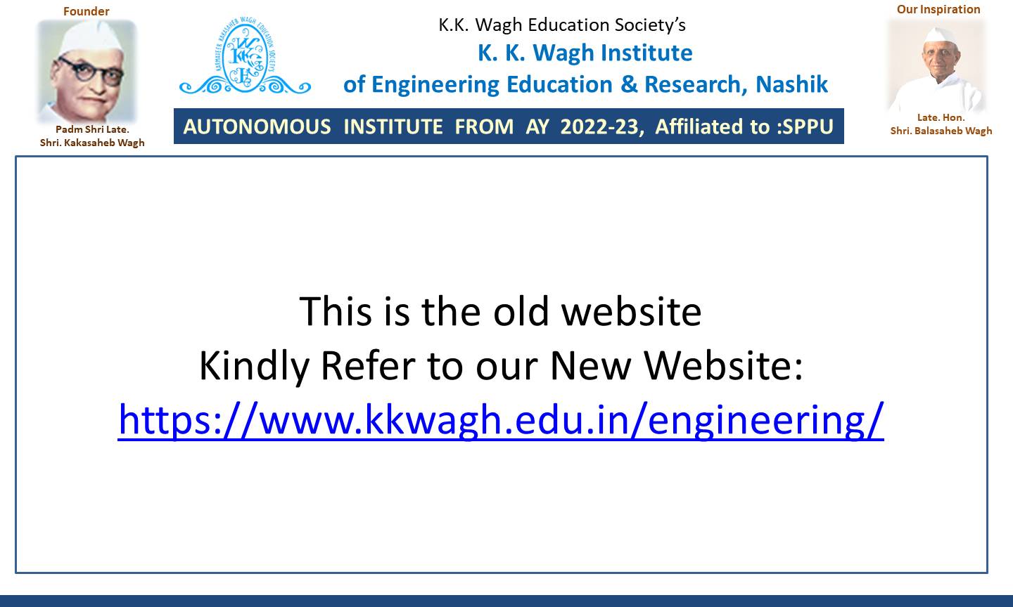 Welcome Banner K. K. Wagh